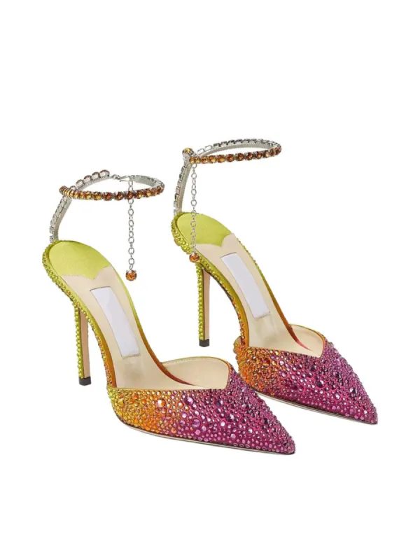 Lyre Fringe Crystal Heels made by Mew Mews