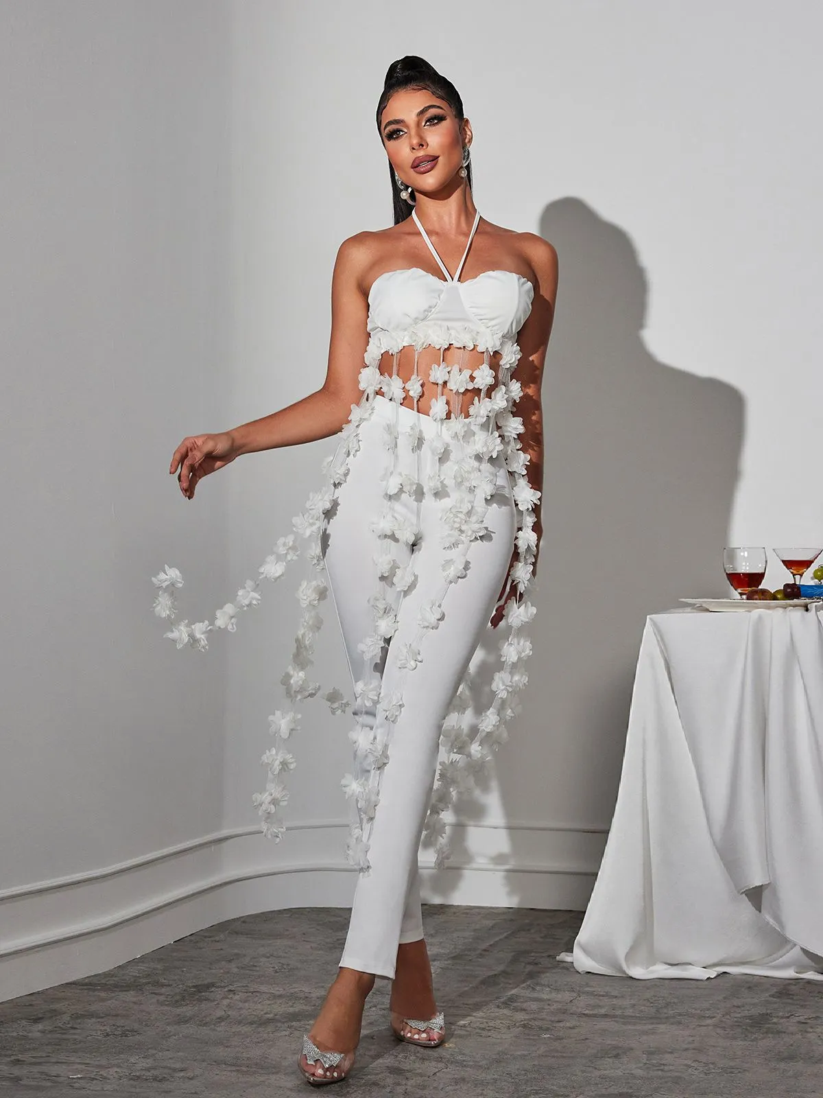 Kevon Halterneck Flower Pants Set sold by Mew Mews