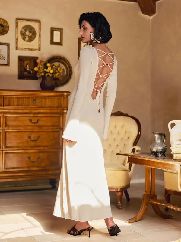 Laurance Backless Lace Up Maxi Dress made by Mew Mews