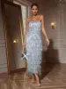 Gerardi Strapless Sequin Fringe Midi Dress sold by Mew Mews