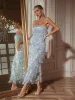 Gerardi Strapless Sequin Fringe Midi Dress sold by Mew Mews