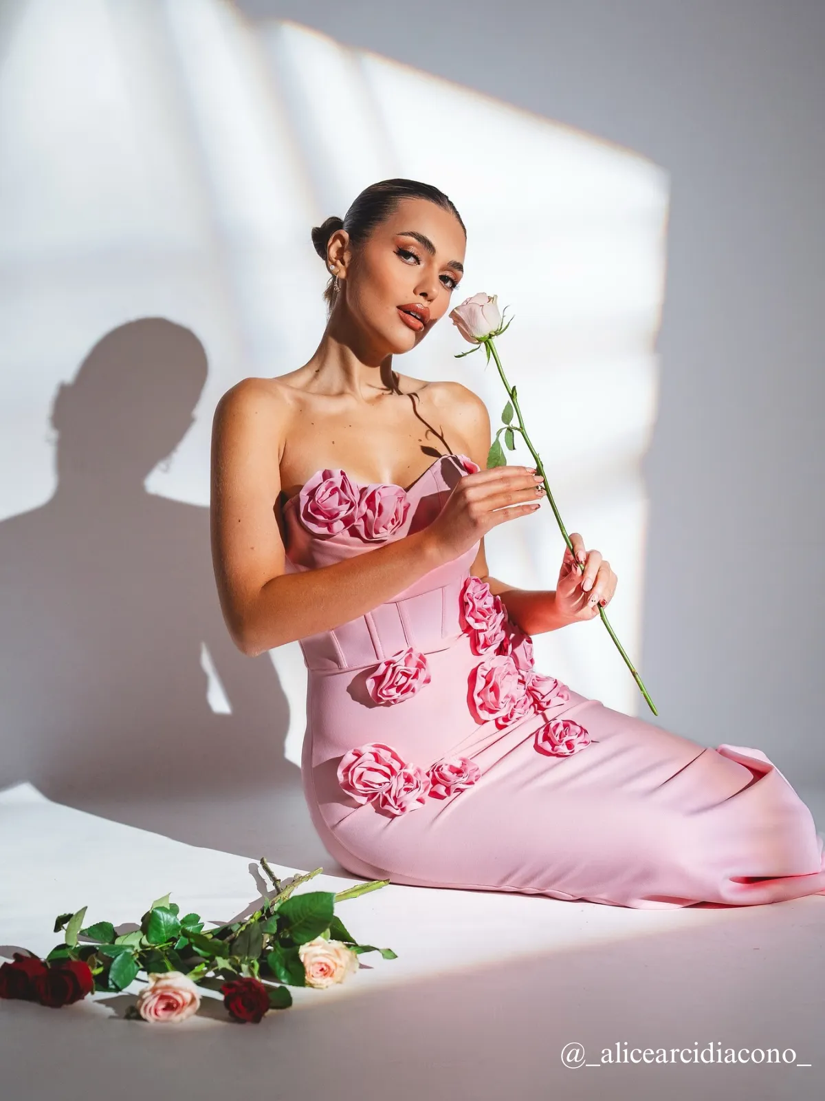 Arushi Strapless Flower Bandage Dress In Pink sold by Mew Mews product image thumbnail 2