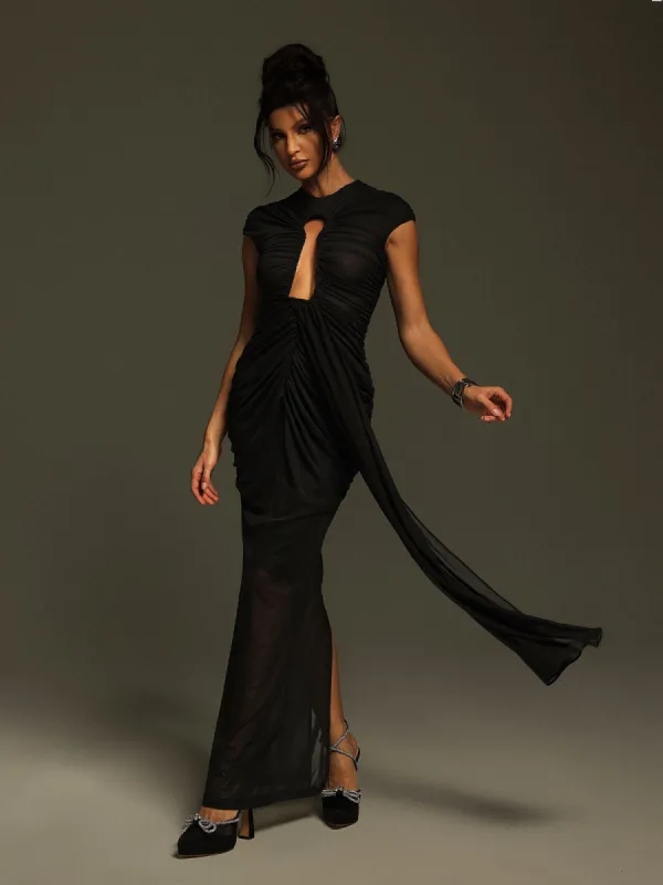 Liserre Ruched Cutout Draped Maxi Dress sold by Mew Mews