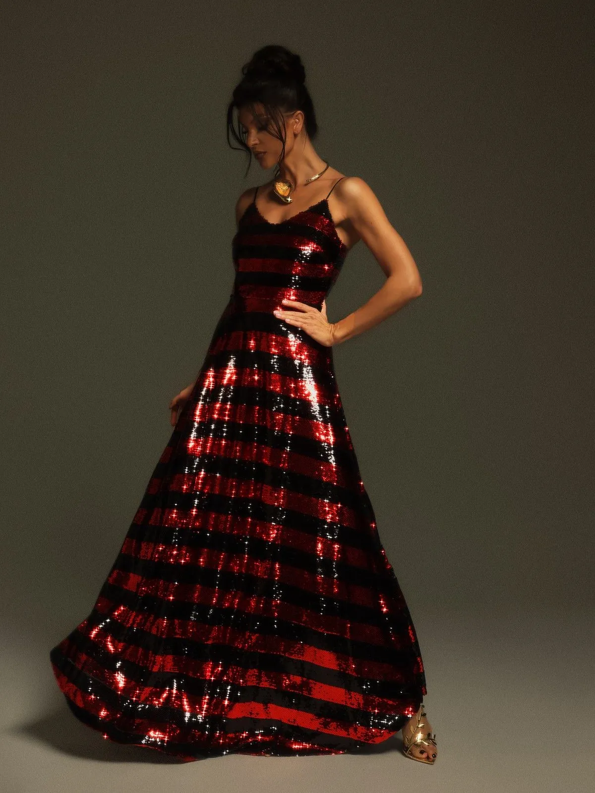 Rupali Spaghetti Stripe Sequin Maxi Dress sold by Mew Mews product image thumbnail 2