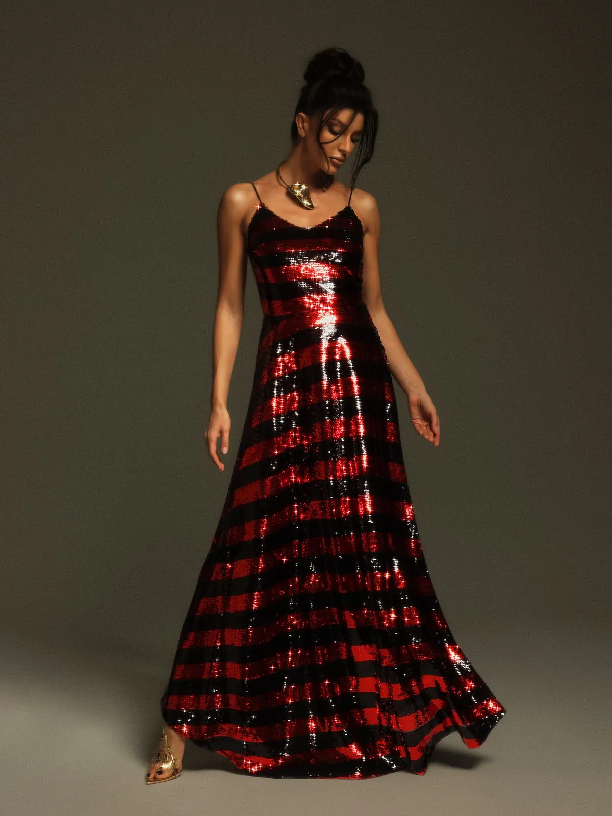 Rupali Spaghetti Stripe Sequin Maxi Dress sold by Mew Mews