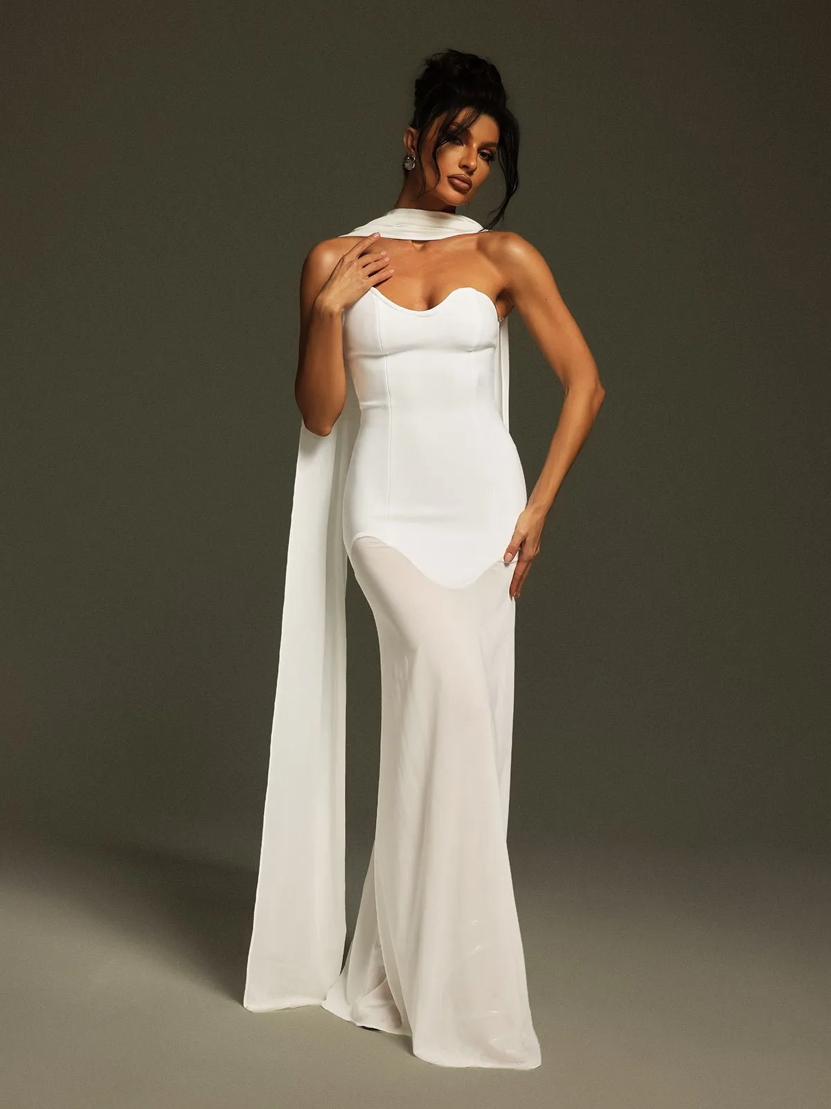 Emine Strapless Draped Bandage Maxi Dress sold by Mew Mews product image thumbnail 2
