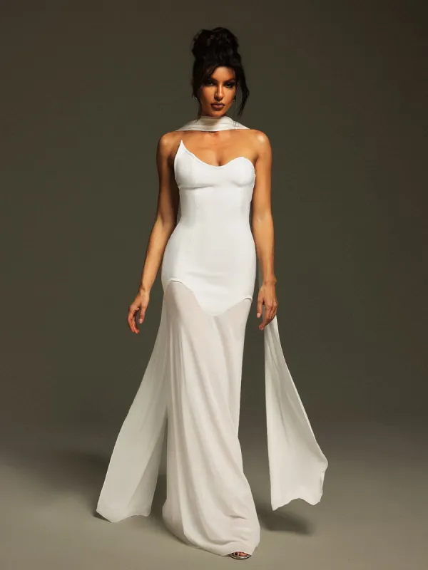 Emine Strapless Draped Bandage Maxi Dress sold by Mew Mews