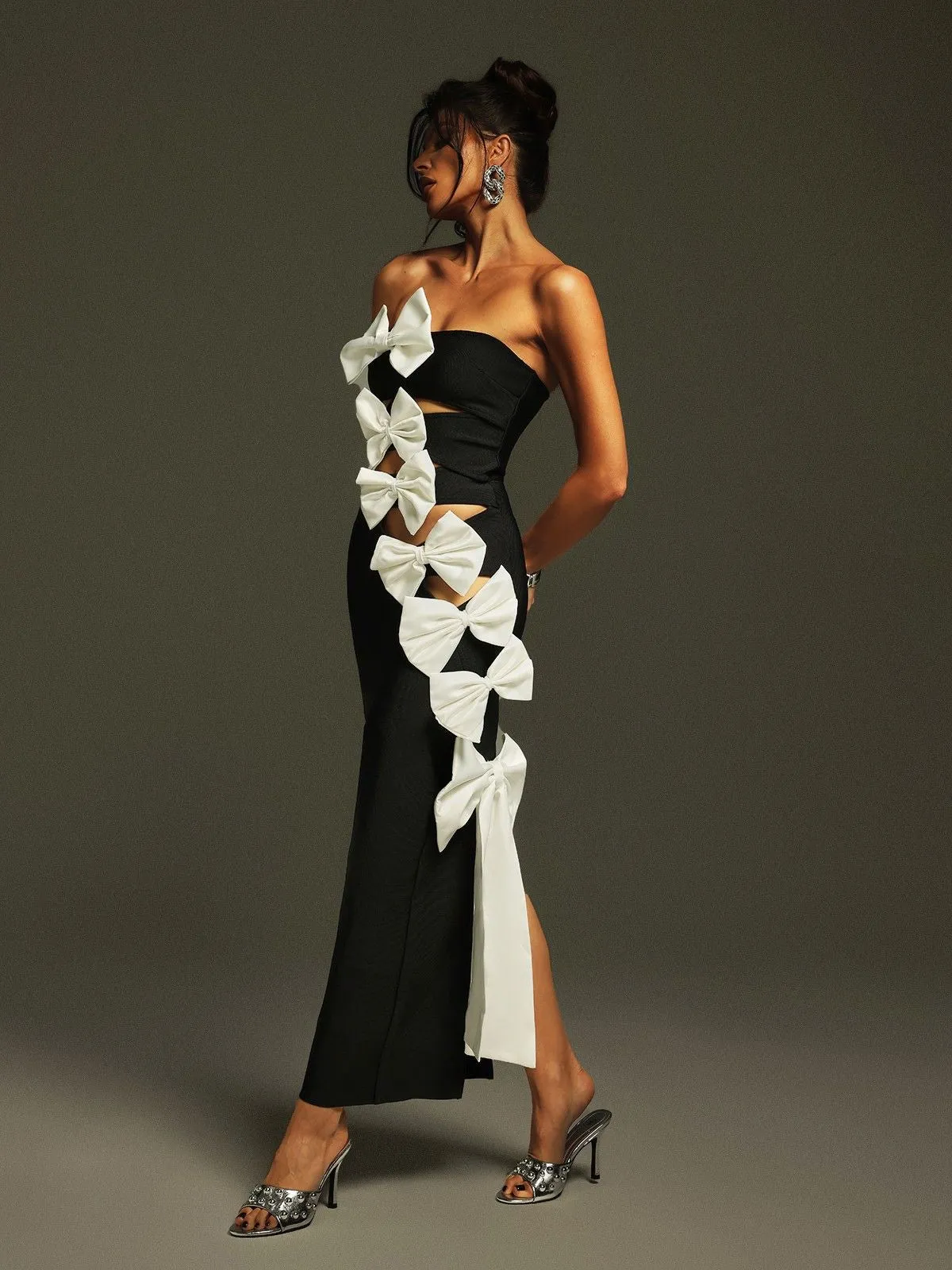 Santos Strapless Bow Cutout Bandage Dress sold by Mew Mews