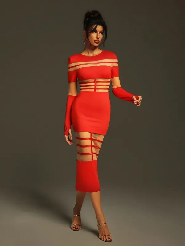 Bitzer Long Sleeve Bandage Midi Dress sold by Mew Mews