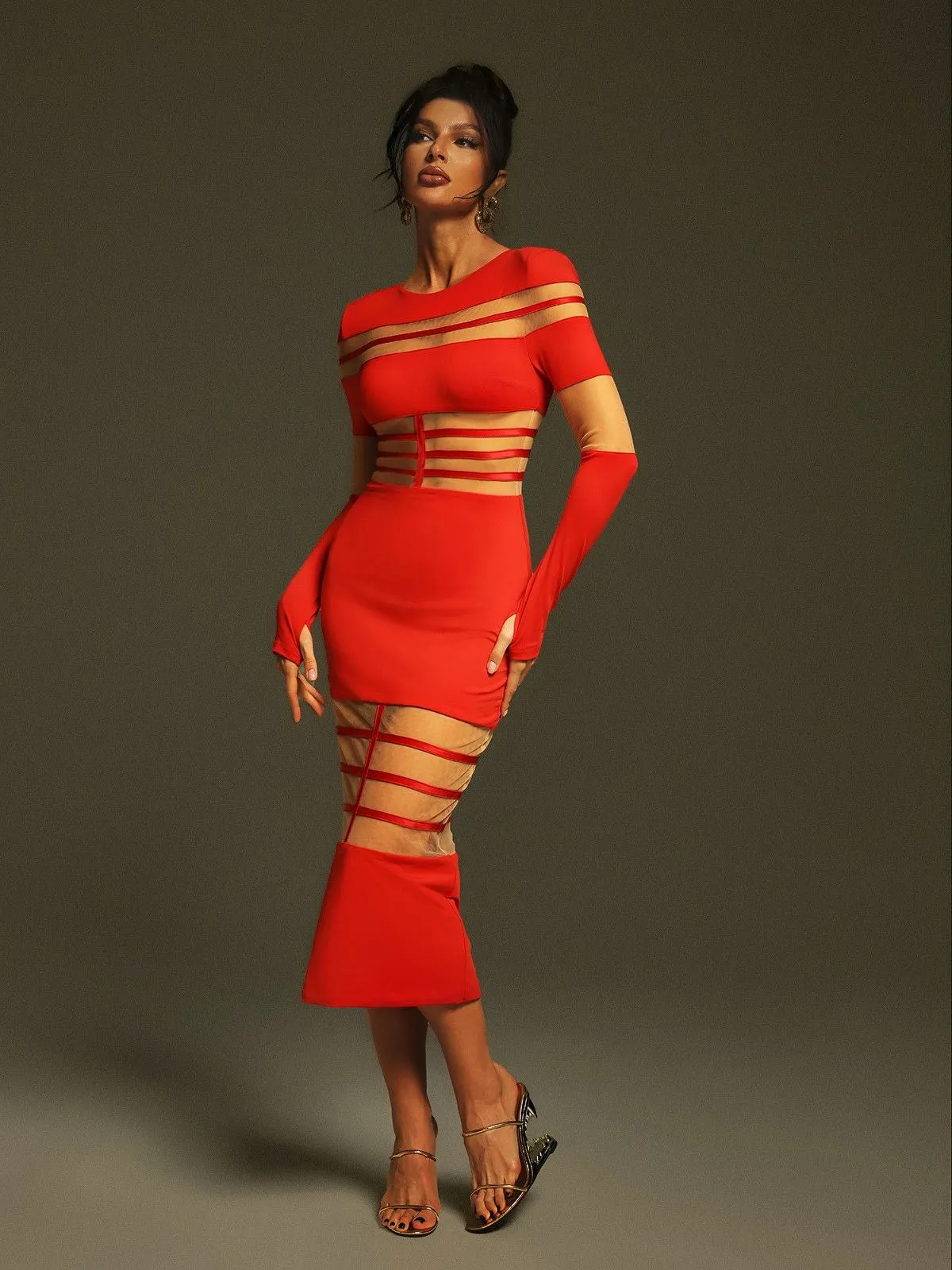 Bitzer Long Sleeve Bandage Midi Dress sold by Mew Mews product image thumbnail 2