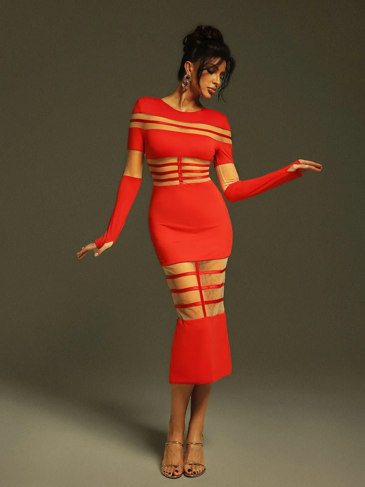 Bitzer Long Sleeve Bandage Midi Dress sold by Mew Mews product image thumbnail 4