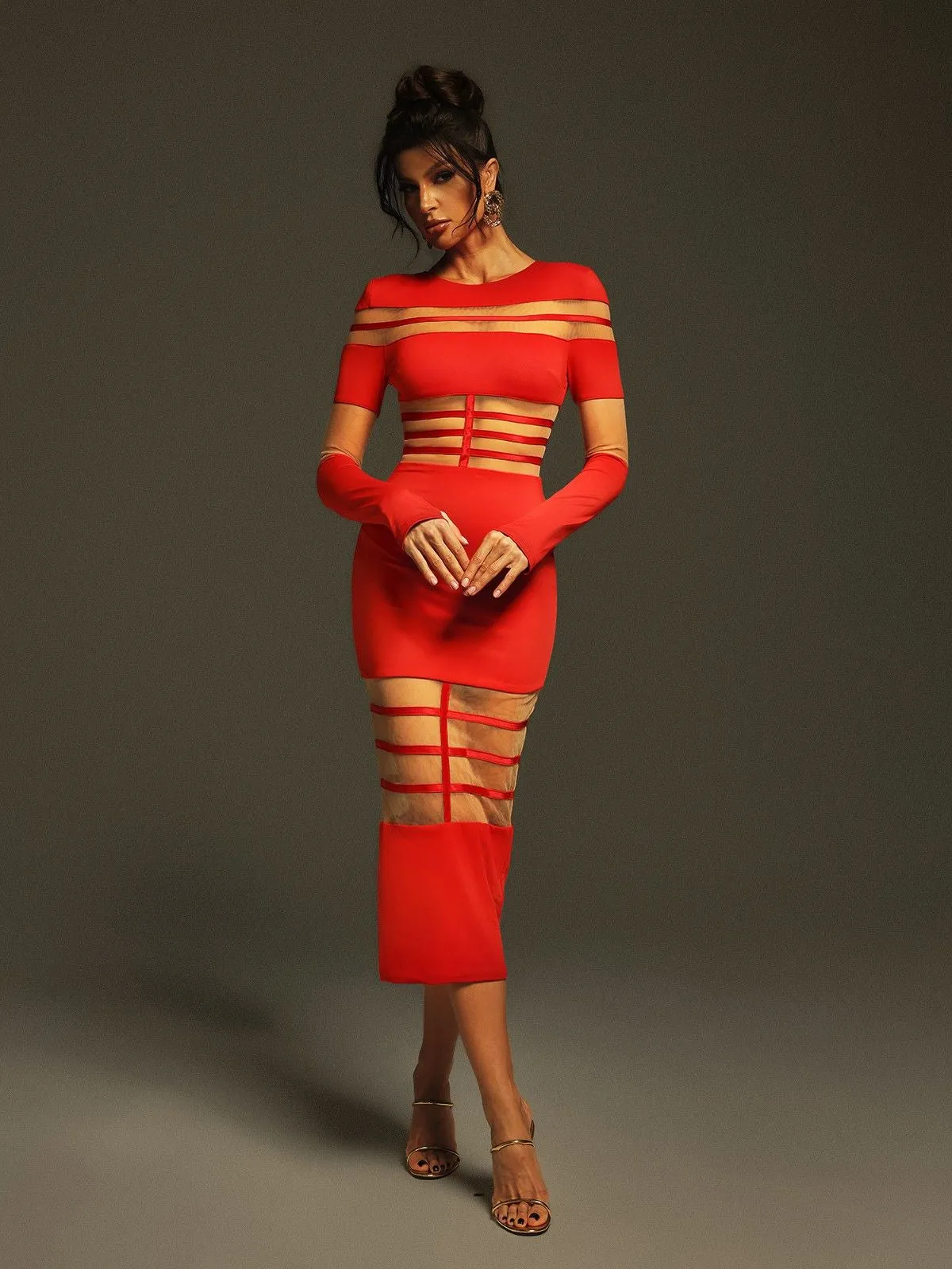 Bitzer Long Sleeve Bandage Midi Dress sold by Mew Mews product image thumbnail 5