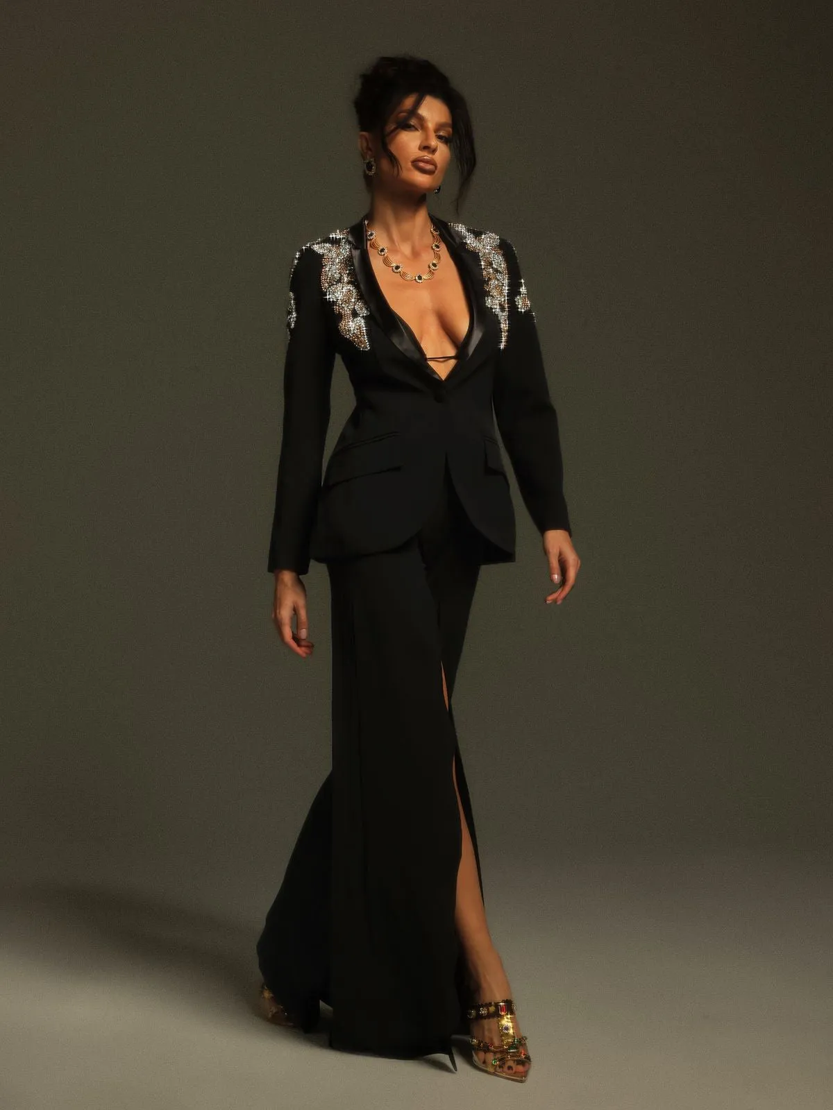 Cathia Rhinestone Split Blazer Set sold by Mew Mews product image thumbnail 5