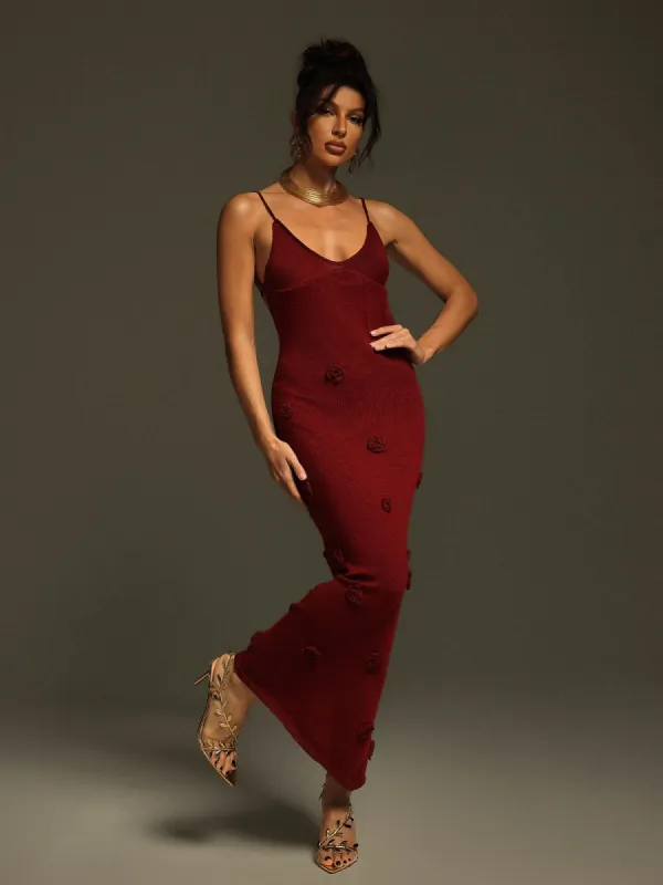 Lekeisha Spaghetti Flower Knitted Maxi Dress sold by Mew Mews