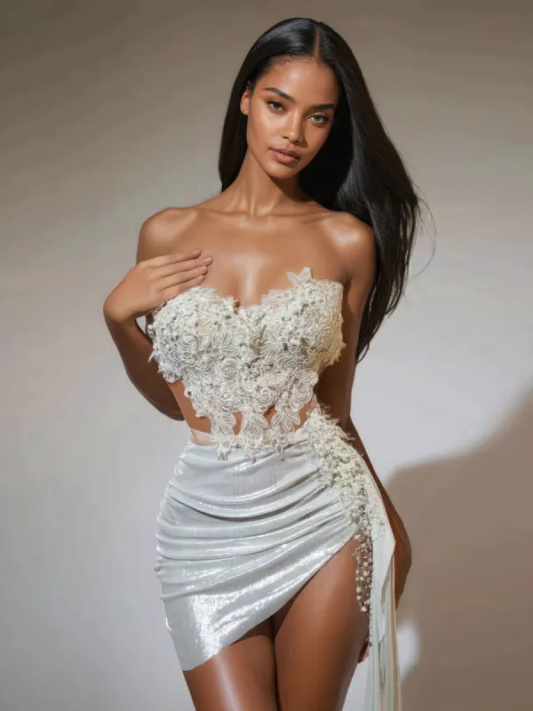 Jelia Strapless Ruched Skirt Set sold by Mew Mews