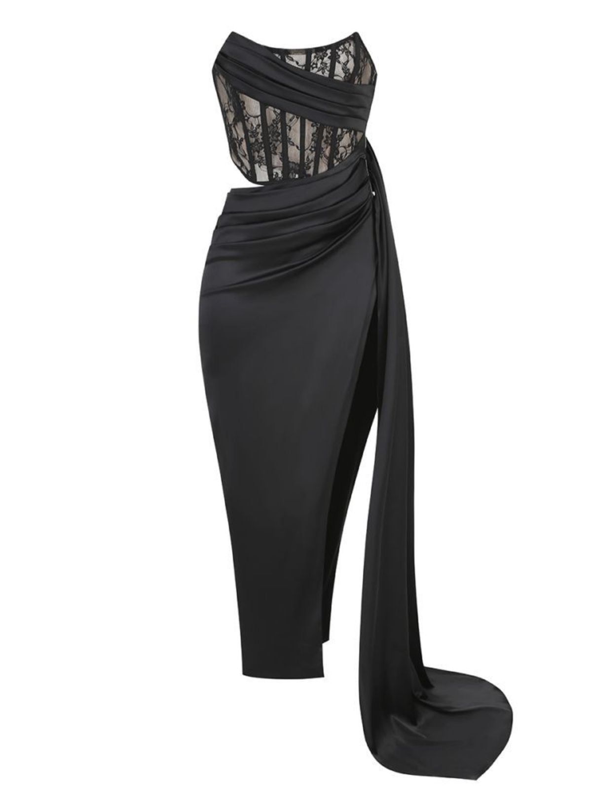 Leif Lace Corset Split Maxi Dress In Black sold by Mew Mews product image thumbnail 7