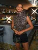 Haidar Sleeveless Leopard Sequin Mini Dress sold by Mew Mews