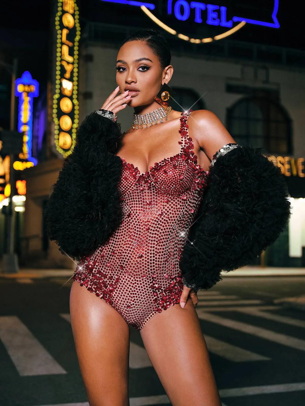 Jodelle Rhinestone Sequin Bodysuit sold by Mew Mews product image thumbnail 2