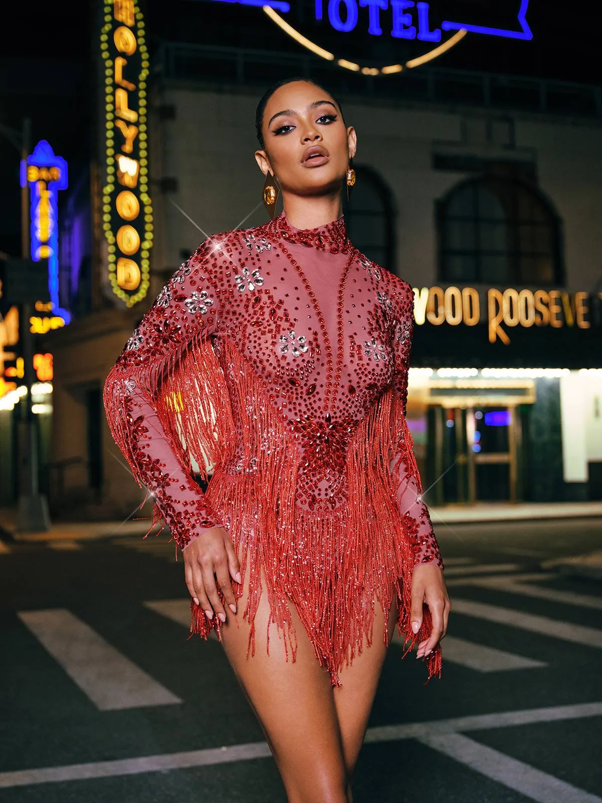 Macsen Rhinestone Fringe Bodysuit sold by Mew Mews product image thumbnail 4