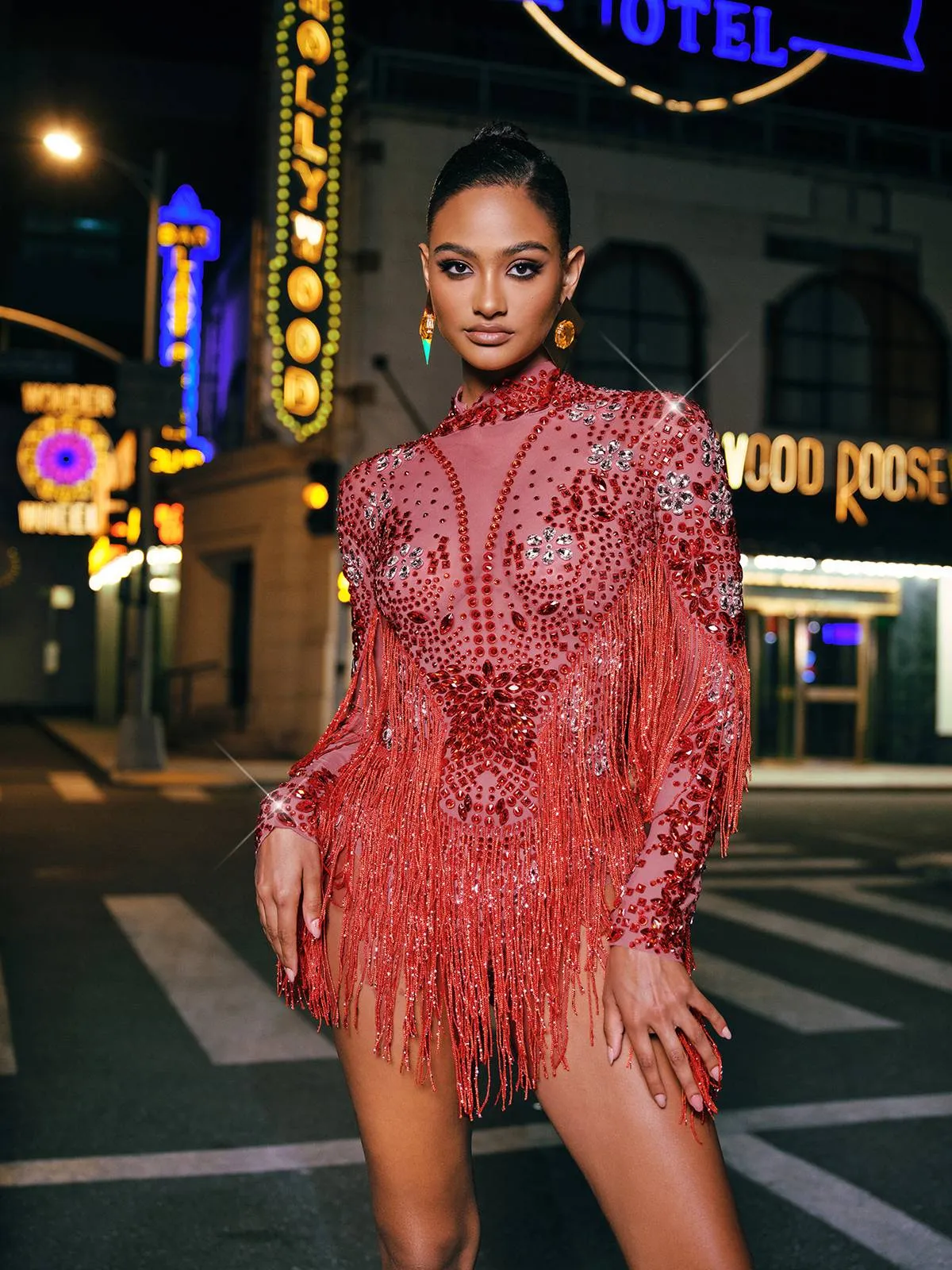 Macsen Rhinestone Fringe Bodysuit sold by Mew Mews product image thumbnail 3