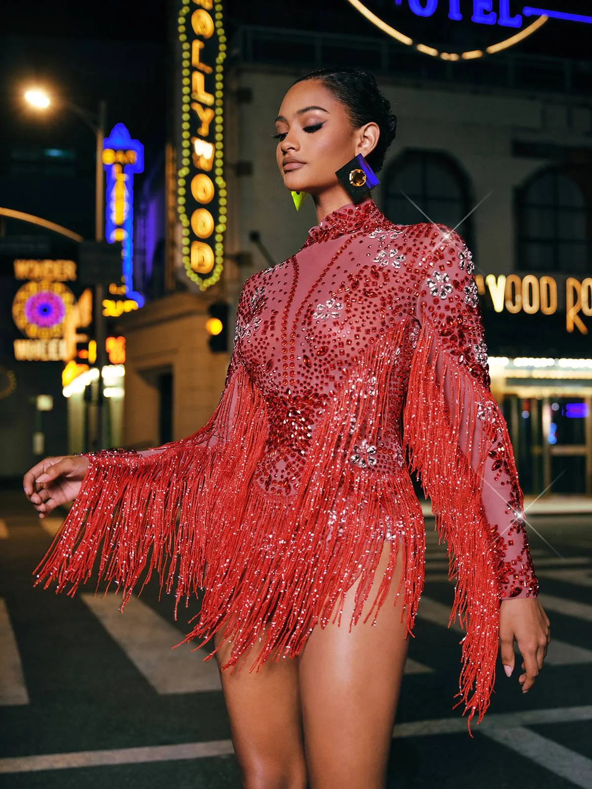 Macsen Rhinestone Fringe Bodysuit sold by Mew Mews product image thumbnail 5