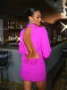 Dacre Back Cutout Flower Blazer In Hot Pink sold by Mew Mews