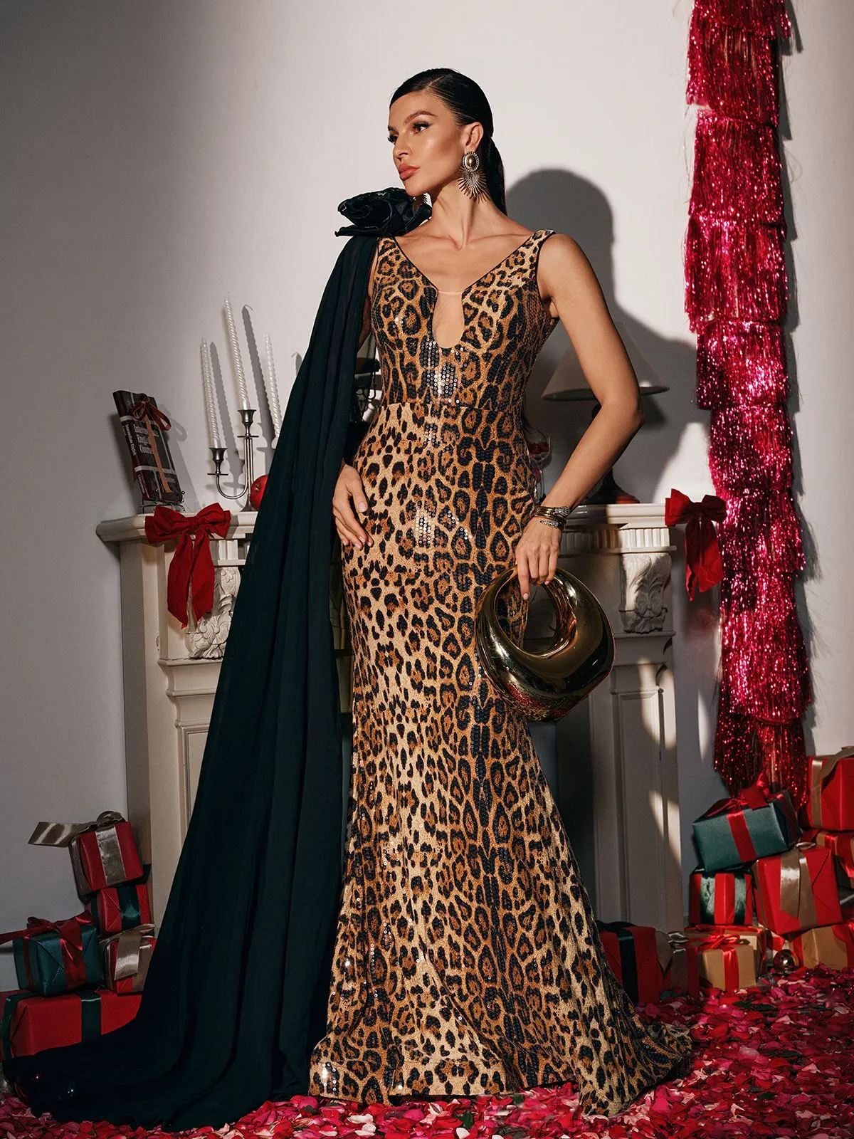 Yenphan Leopard Sequin Maxi Dress sold by Mew Mews product image thumbnail 3