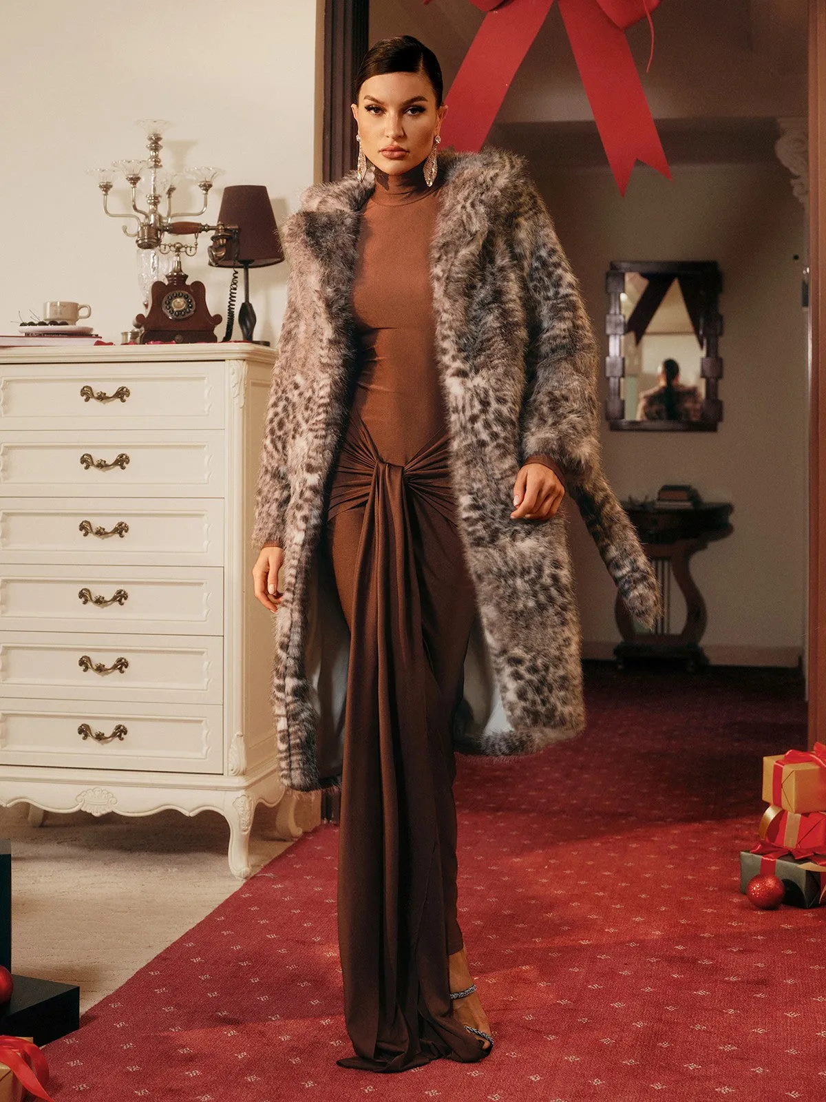 Tavares Leopard Faux Fur Coat sold by Mew Mews product image thumbnail 5