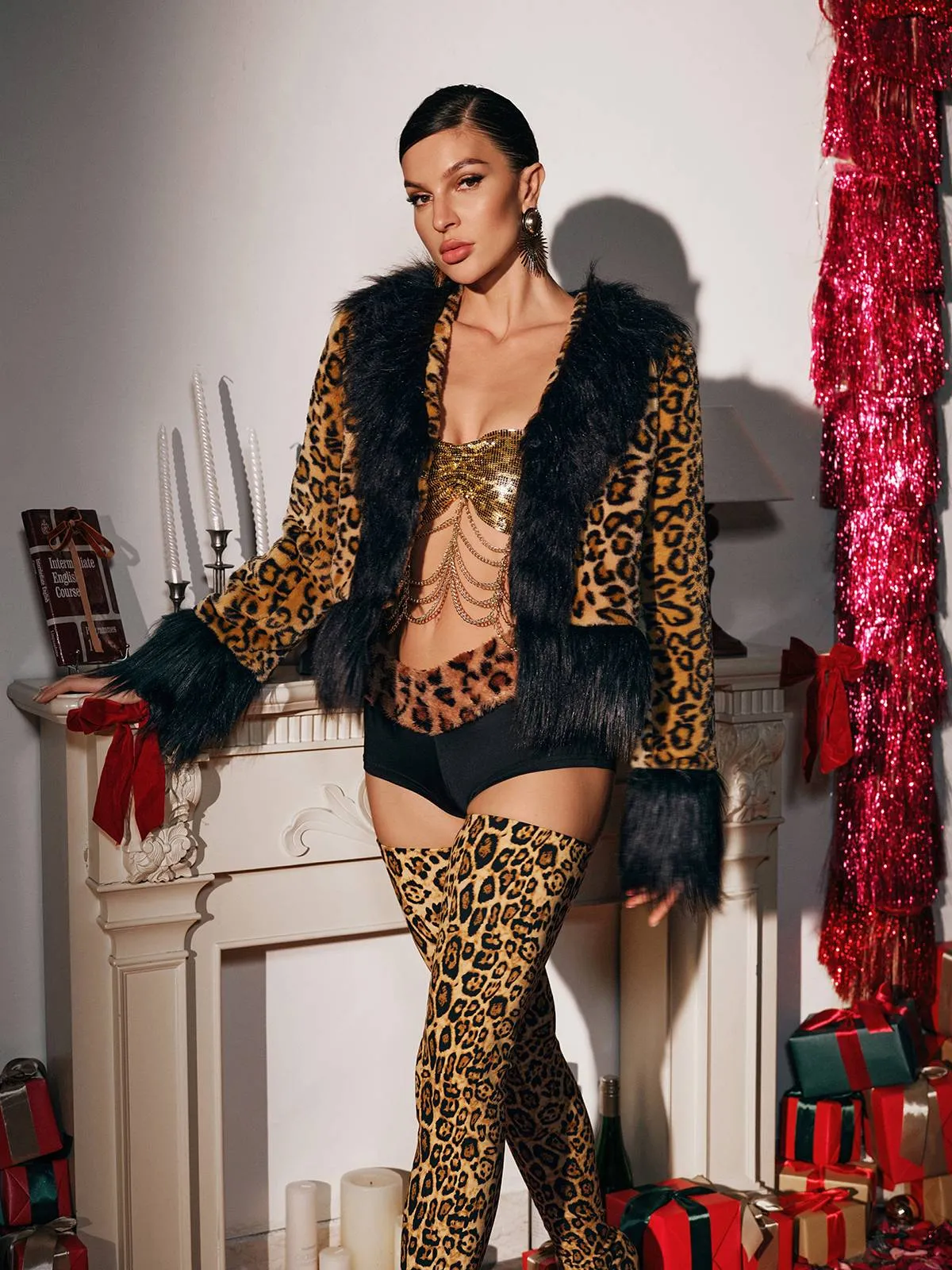 Laurinda Faux Fur Leopard Jacket sold by Mew Mews product image thumbnail 5