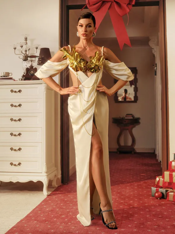 Bruno Metallic Leafy Chain Armor Top sold by Mew Mews