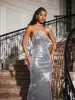 Aamina Halterneck Flower Sequin Maxi Dress sold by Mew Mews