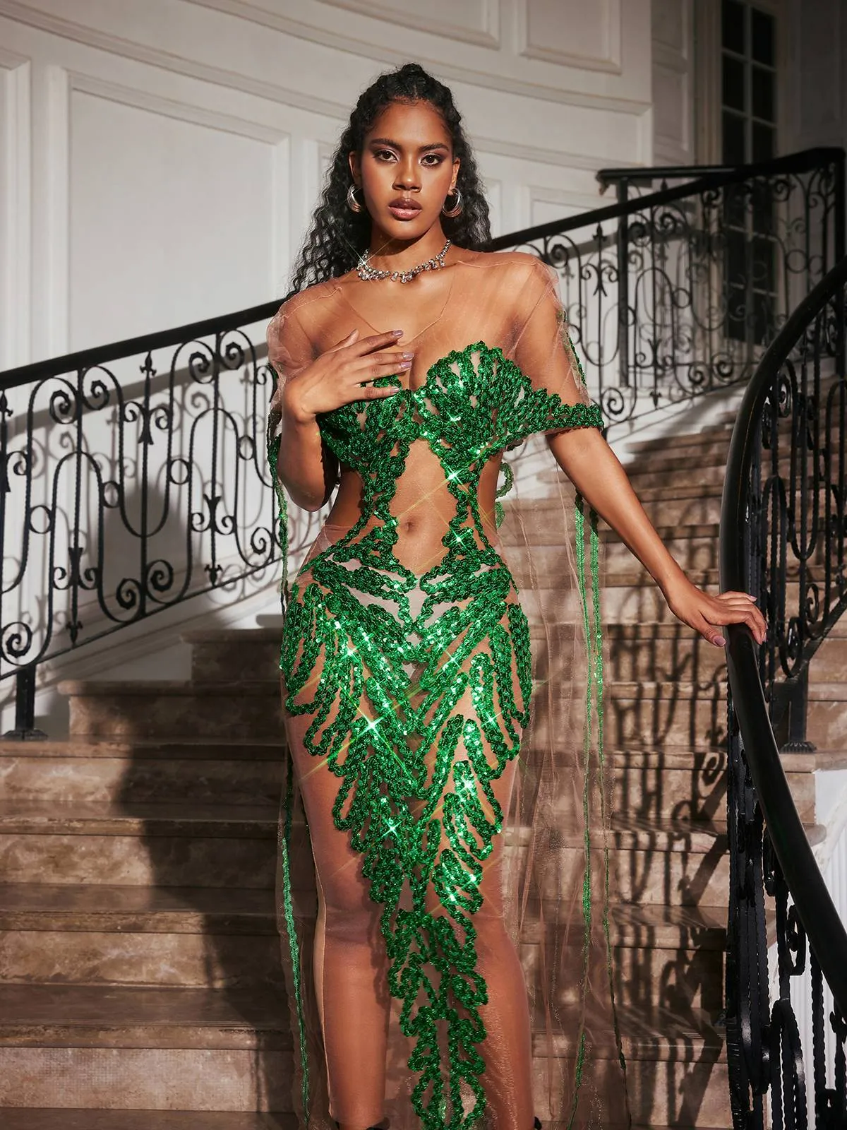 Blondene Cutout Sequin Embellished Maxi Dress sold by Mew Mews product image thumbnail 2