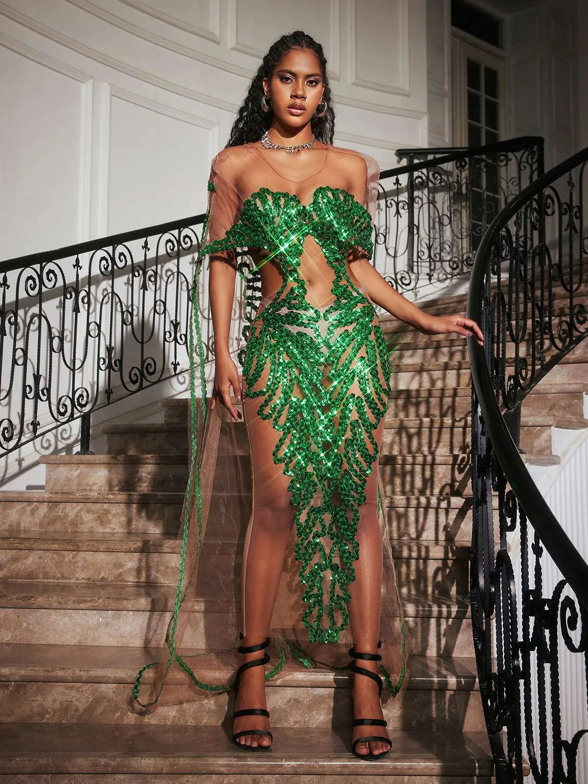Blondene Cutout Sequin Embellished Maxi Dress sold by Mew Mews product image thumbnail 5
