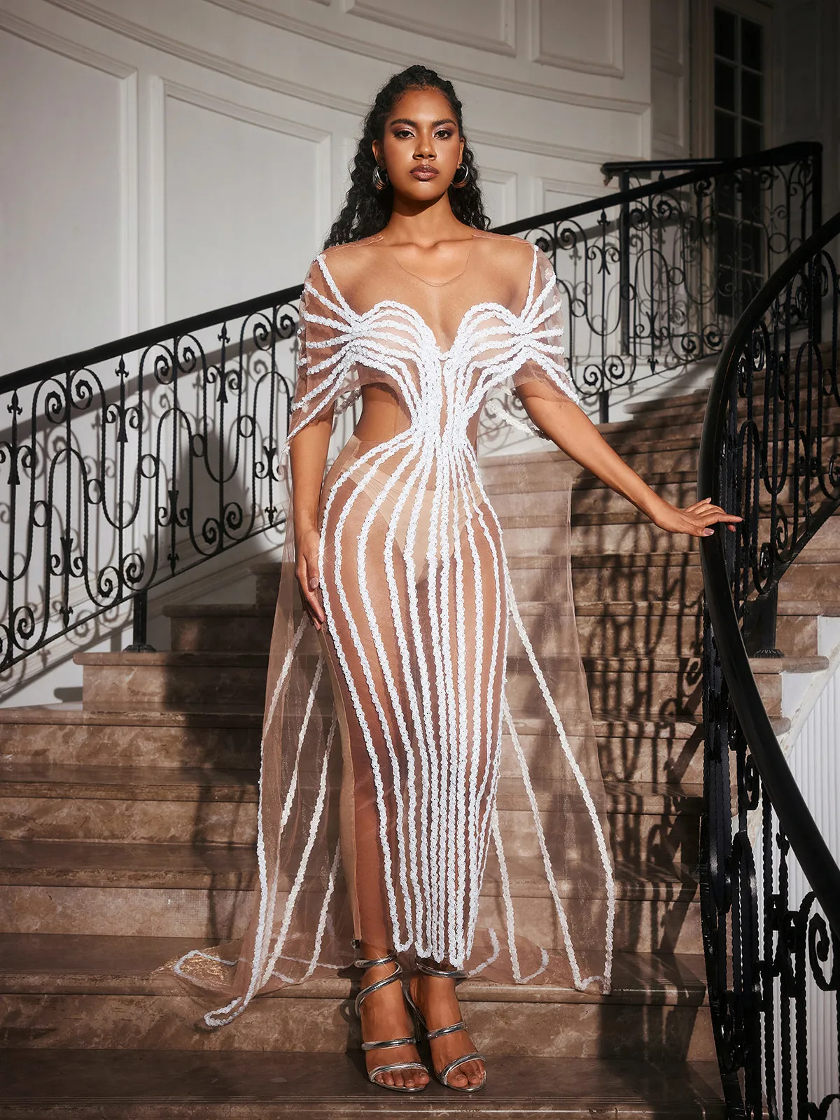 Blysse Cutout Sequin Embellished Maxi Dress sold by Mew Mews product image thumbnail 4