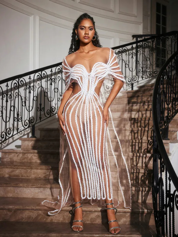 Blysse Cutout Sequin Embellished Maxi Dress made by Mew Mews