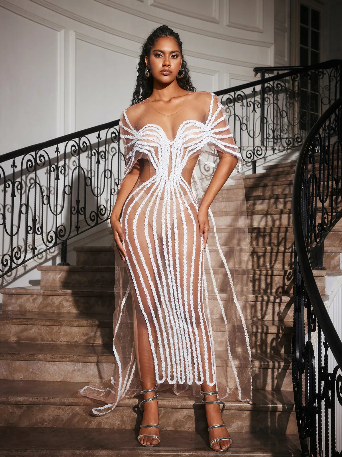 Blysse Cutout Sequin Embellished Maxi Dress sold by Mew Mews