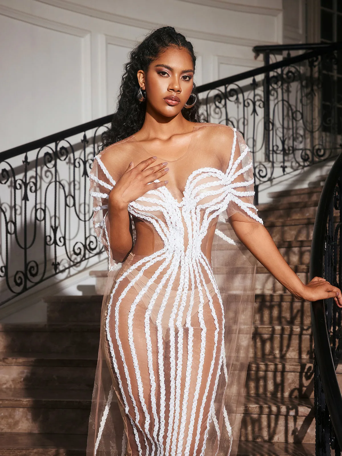 Blysse Cutout Sequin Embellished Maxi Dress sold by Mew Mews product image thumbnail 2