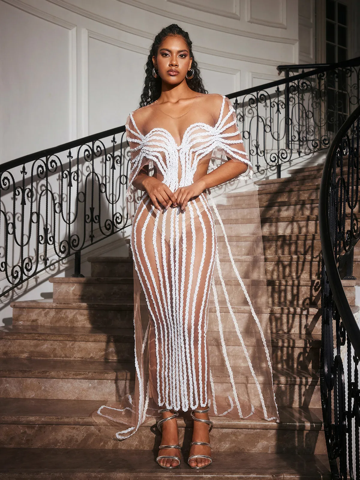 Blysse Cutout Sequin Embellished Maxi Dress sold by Mew Mews product image thumbnail 3