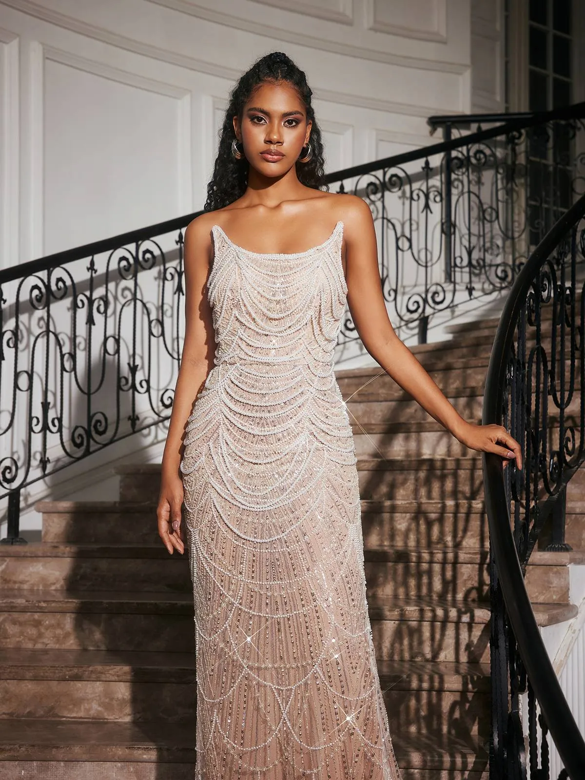 Branddun Strapless Pearl Embellished Maxi Dress sold by Mew Mews product image thumbnail 2