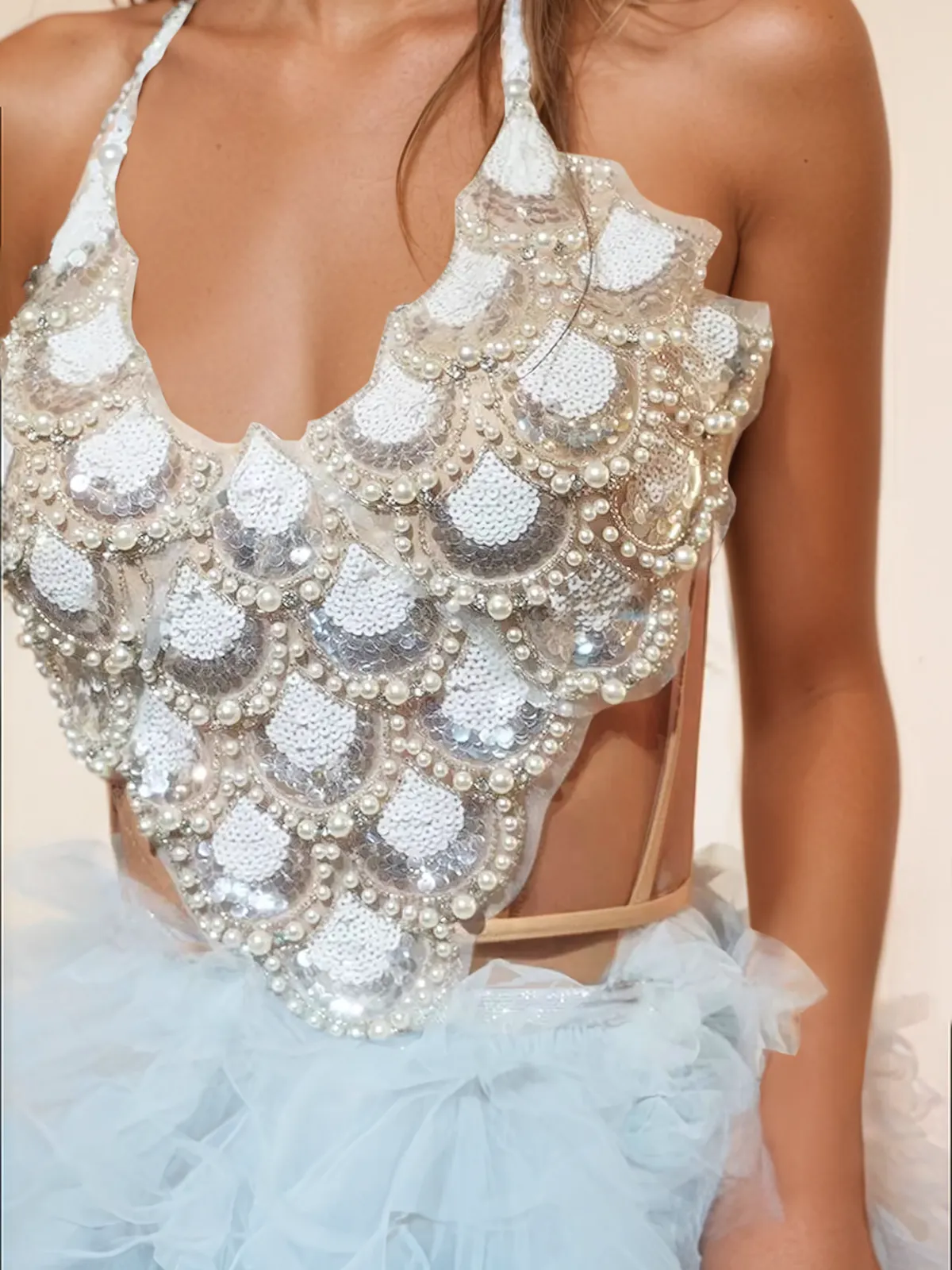 Claudas Halterneck Pearl Tulle Skirt Set sold by Mew Mews product image thumbnail 5