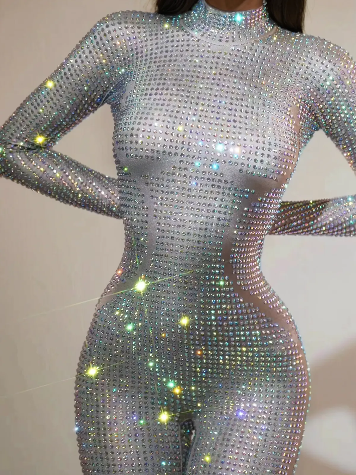 Chaylee Long Sleeve Rhinestone Jumpsuit sold by Mew Mews product image thumbnail 2