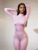 Chaylee Long Sleeve Rhinestone Jumpsuit sold by Mew Mews