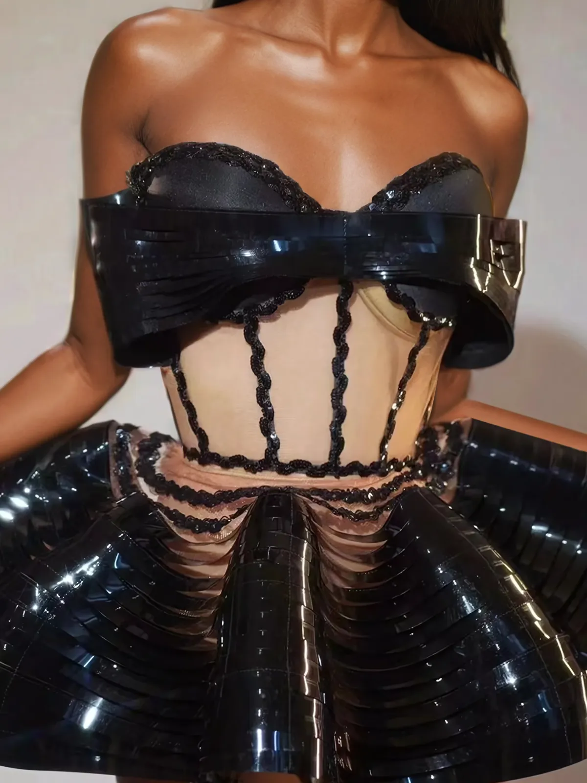 Kretska Crystal Metallic Skirt Set In Black sold by Mew Mews product image thumbnail 4