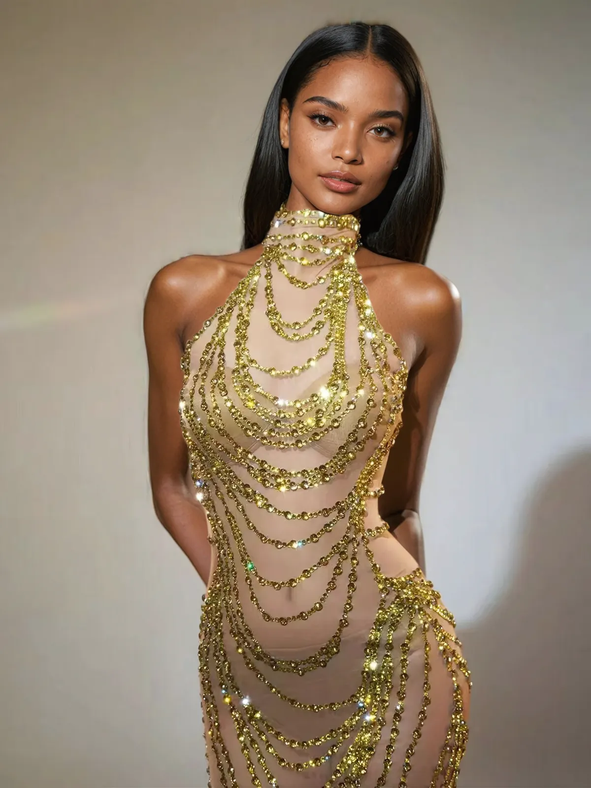 Olisa Halterneck Rhinestone Maxi Dress sold by Mew Mews product image thumbnail 2