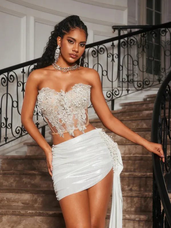 Jelia Strapless Ruched Skirt Set sold by Mew Mews