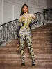 Choncey Rhinestone Printed Jumpsuit sold by Mew Mews