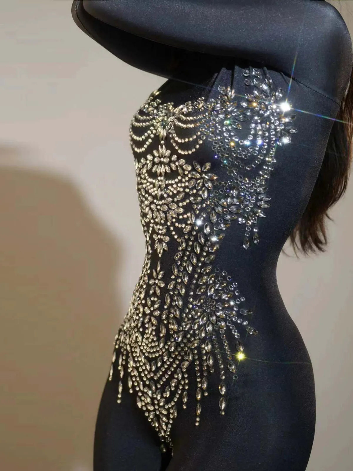 Chesten Long Sleeve Rhinestone Embellished Jumpsuit sold by Mew Mews product image thumbnail 3