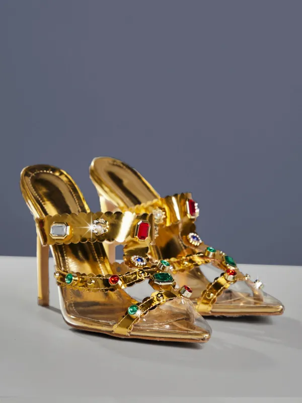 Adamma Rhinestone Sandals made by Mew Mews