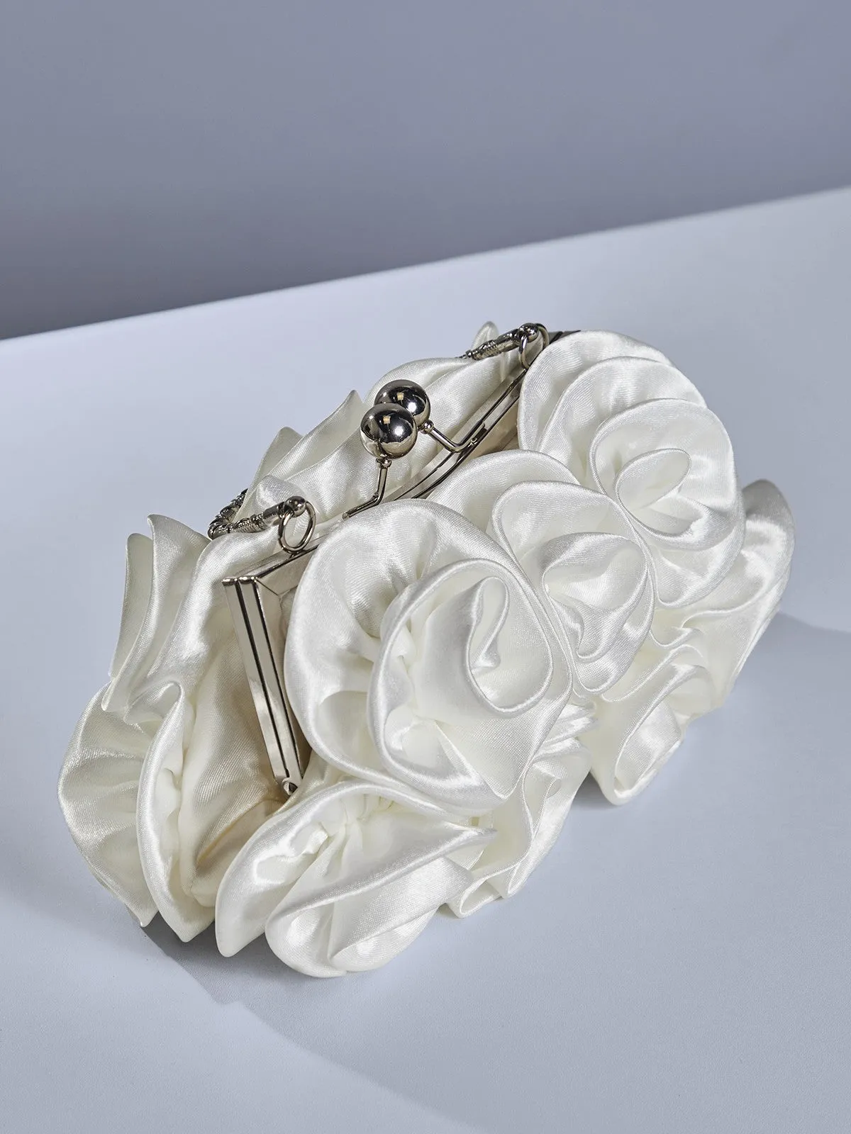Adahy Flower Satin Bag In White sold by Mew Mews product image thumbnail 2