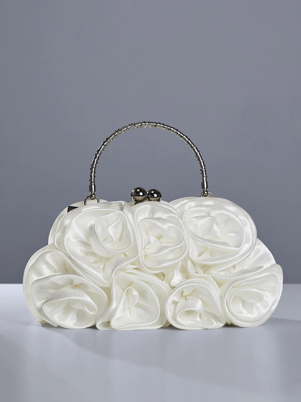 Adahy Flower Satin Bag In White sold by Mew Mews